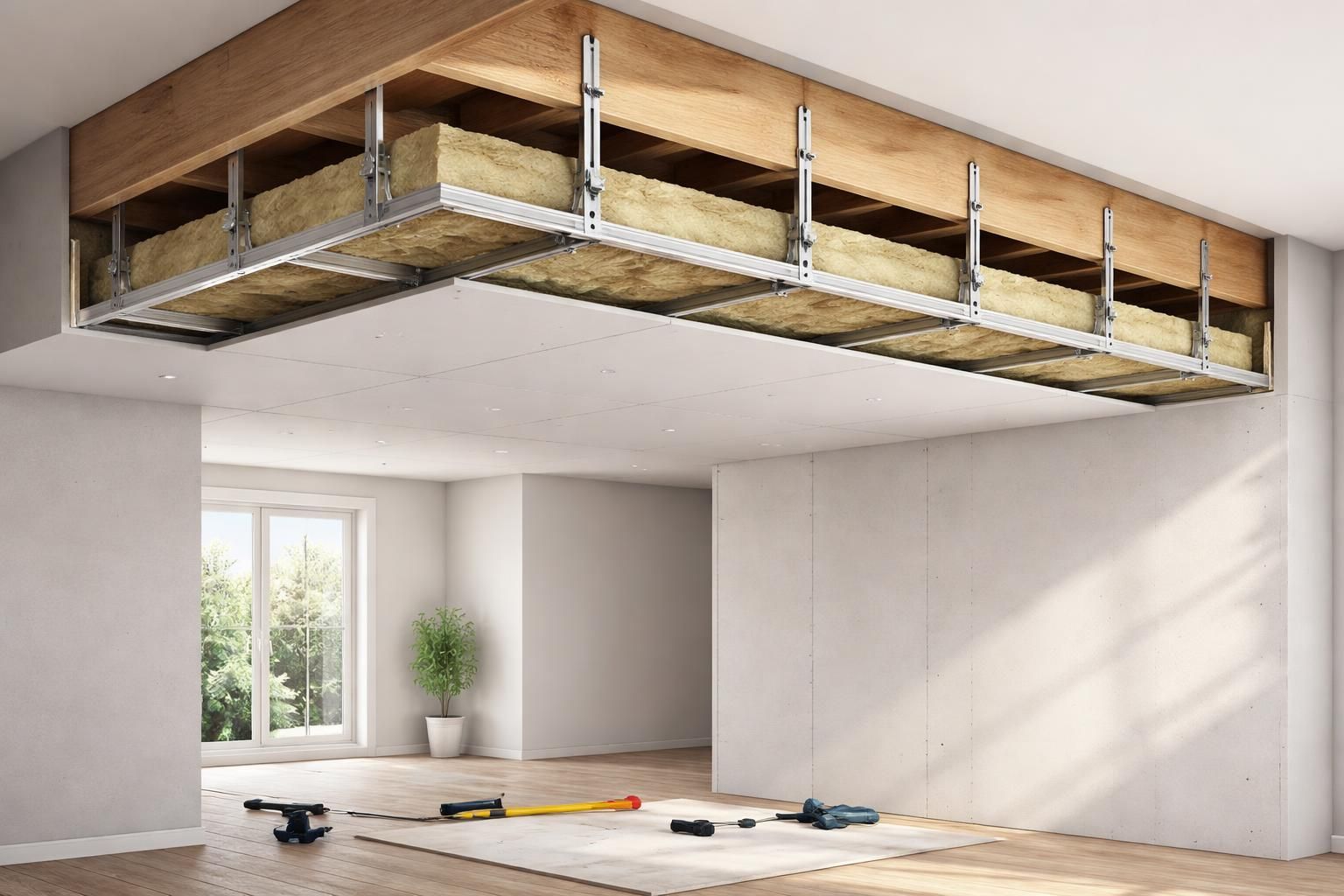 découvrez notre guide complet pour l'installation d'un plafond flottant, une solution efficace pour améliorer l'isolation acoustique de votre intérieur.