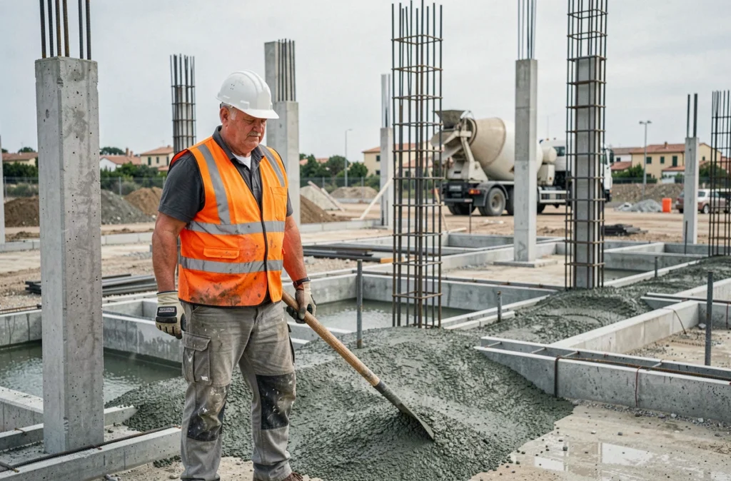 Chef de chantier supervisant des travaux de gros œuvre et de fondations en béton armé à Nîmes pour Maçonnerie Générale